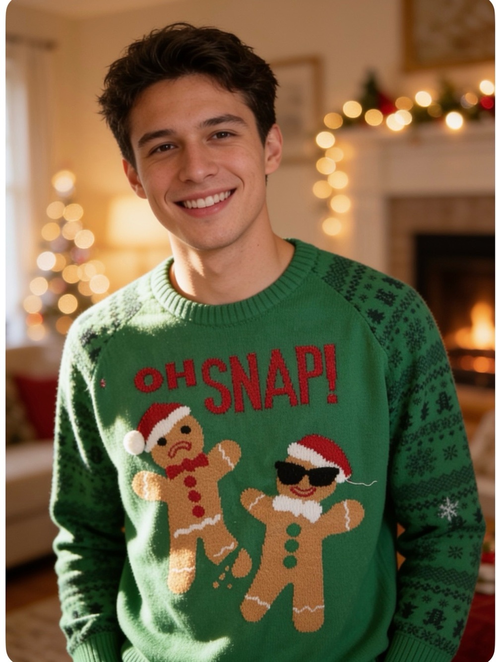Oh Snap Gingerbread Ugly Christmas Sweater Size L
